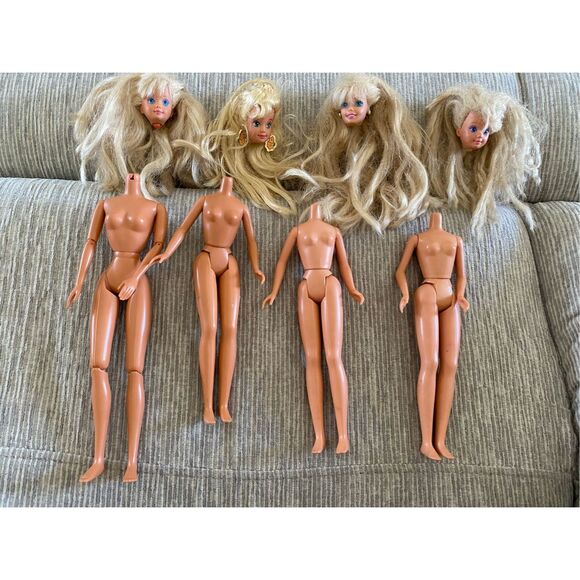 Lot of 4 Flawed Mattel Vintage Barbie Dolls Art Crafts Oddities Goth Punk Emo - Picture 1 of 5